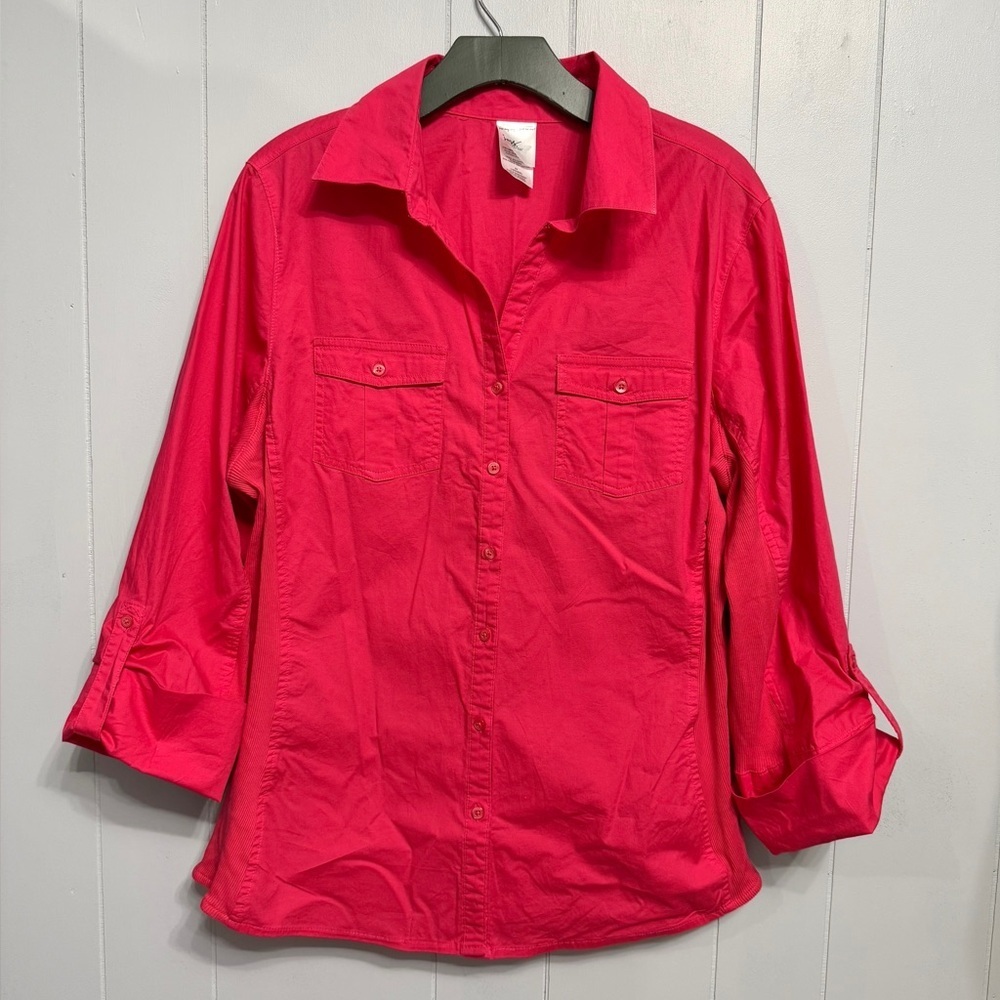 #14)  Just My Size Hot Pink Button-Up Shirt